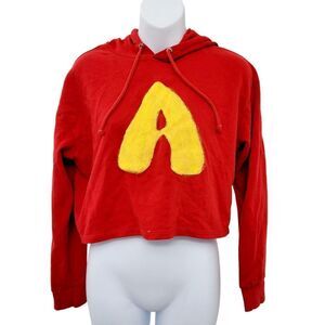 2/$20 H&M Red & Yellow "A" Cropped Hoodie Top 60% Cotton Size: Small